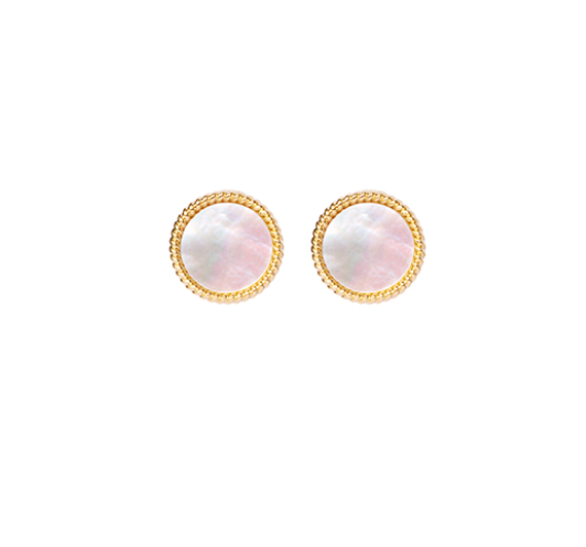 BOUCLES D'OREILLES PLAQUÉ OR PUCES ET NACRE