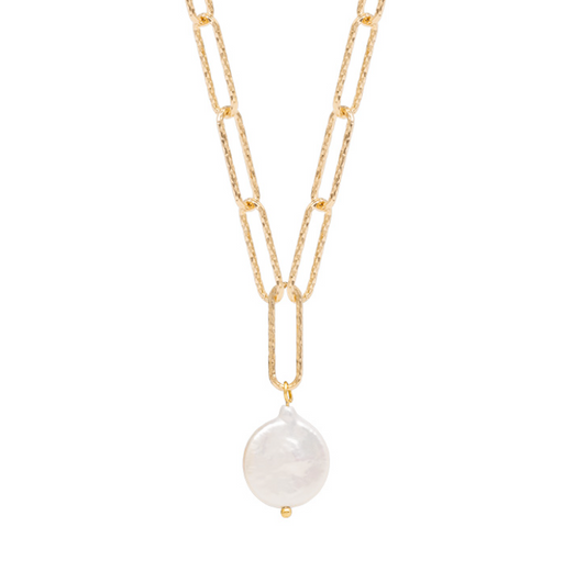 COLLIER PLAQUÉ OR ET PERLE BAROQUE