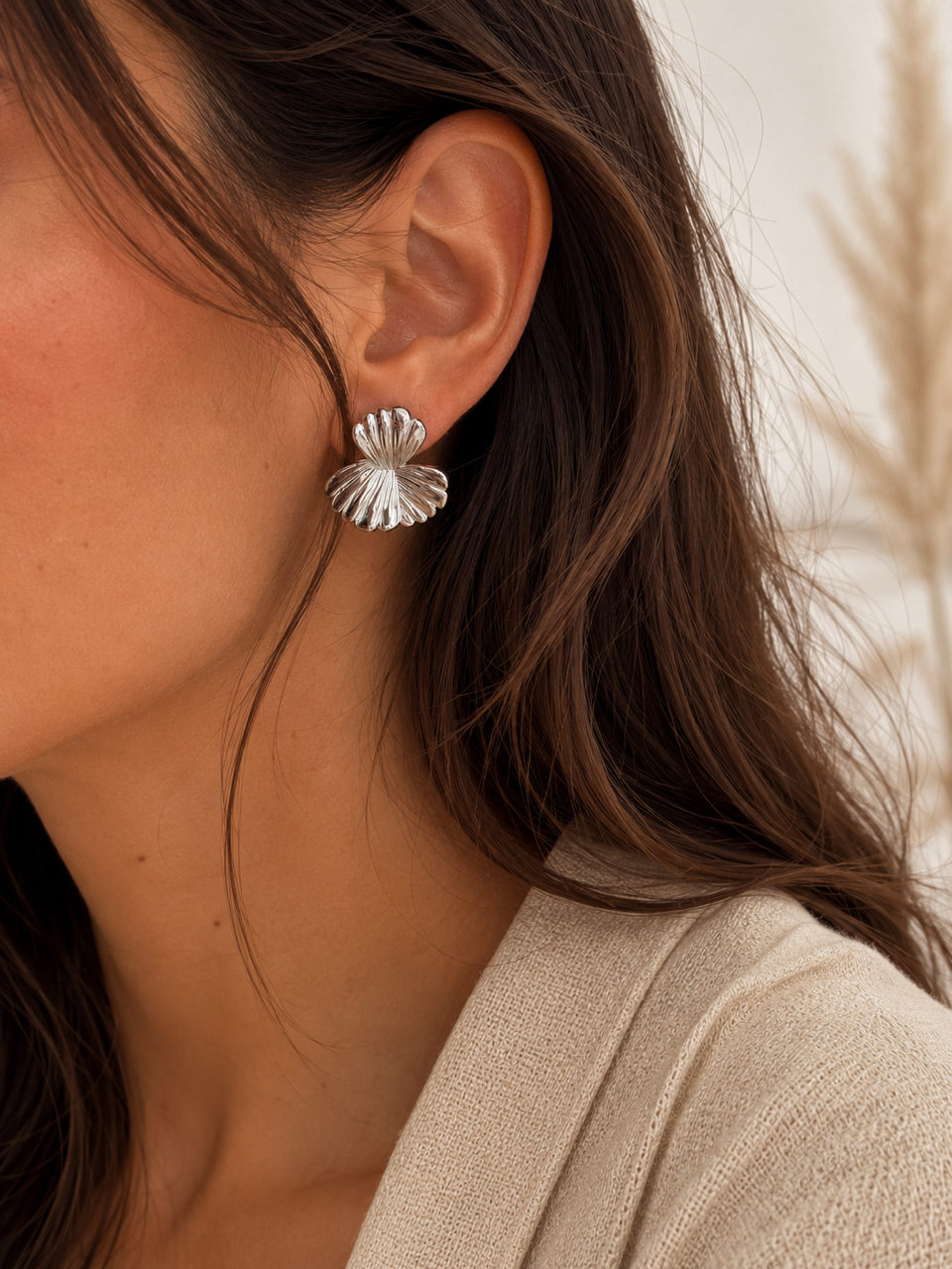 Boucles d'Oreilles en Argent style floral