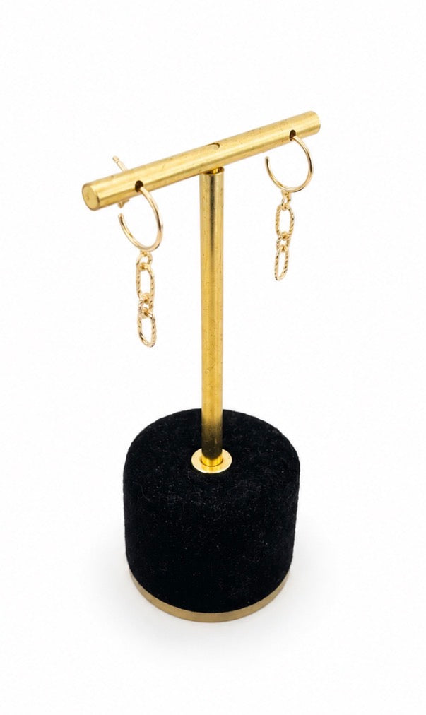 Boucles d'Oreilles Plaqué Or - Chaine - Oxydes de Zirconium