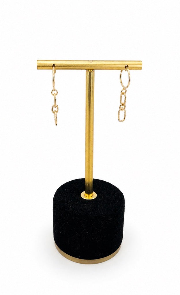 Boucles d'Oreilles Plaqué Or - Chaine - Oxydes de Zirconium