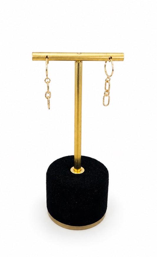Boucles d'Oreilles Plaqué Or - Chaine - Oxydes de Zirconium