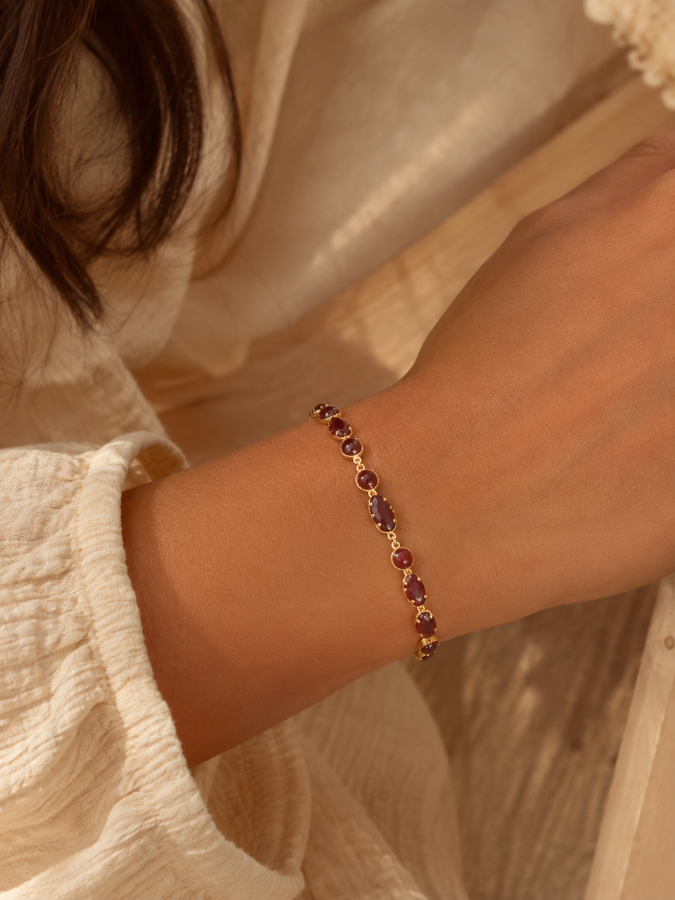 Bracelet en Plaqué Or et Laque Bordeaux