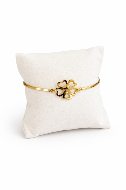 Bracelet Plaqué Or – Trèfle Ajouré - Pièce Unique