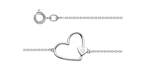 BRACELET ARGENT - OXYDE - COEUR