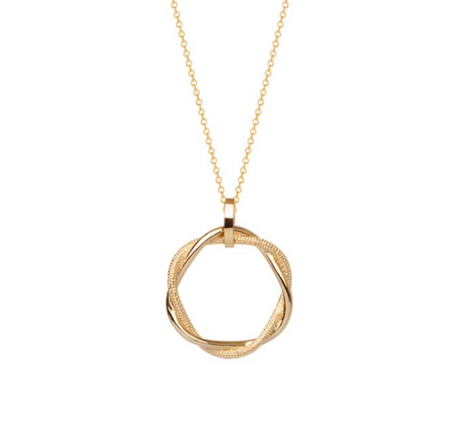 COLLIER PLAQUÉ OR CERCLES ENTRELACÉS LISSE ET TEXTURÉ