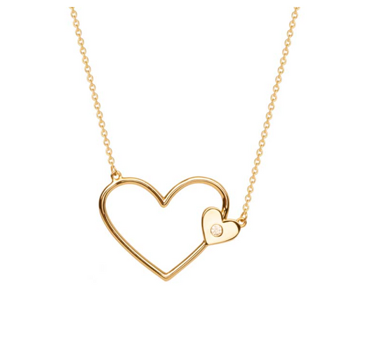 COLLIER PLAQUÉ OR DOUBLE COEUR ET OXYDE