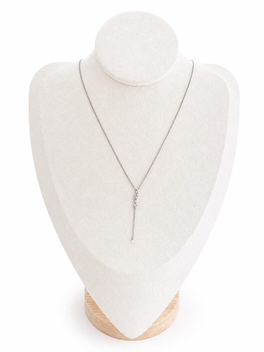 Collier cravate en Argent avec Oxydes et Perles de nacre