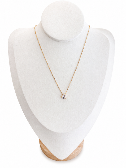Collier Plaqué Or avec Pendentif Coeur en Oxyde de Zirconium - Pièce unique