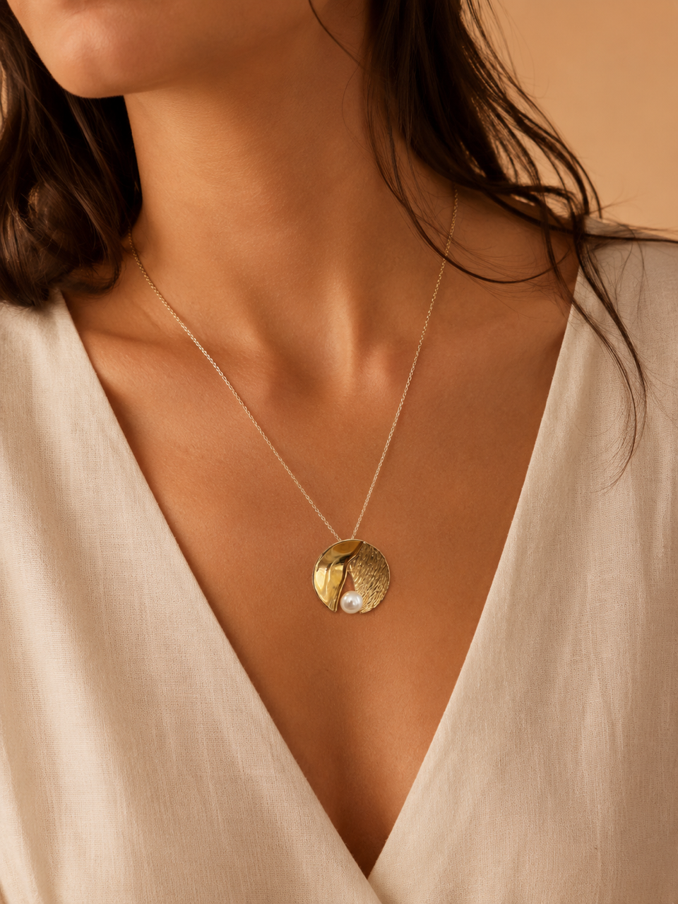 Collier en Plaqué Or et Perle de Culture - Pièce Unique