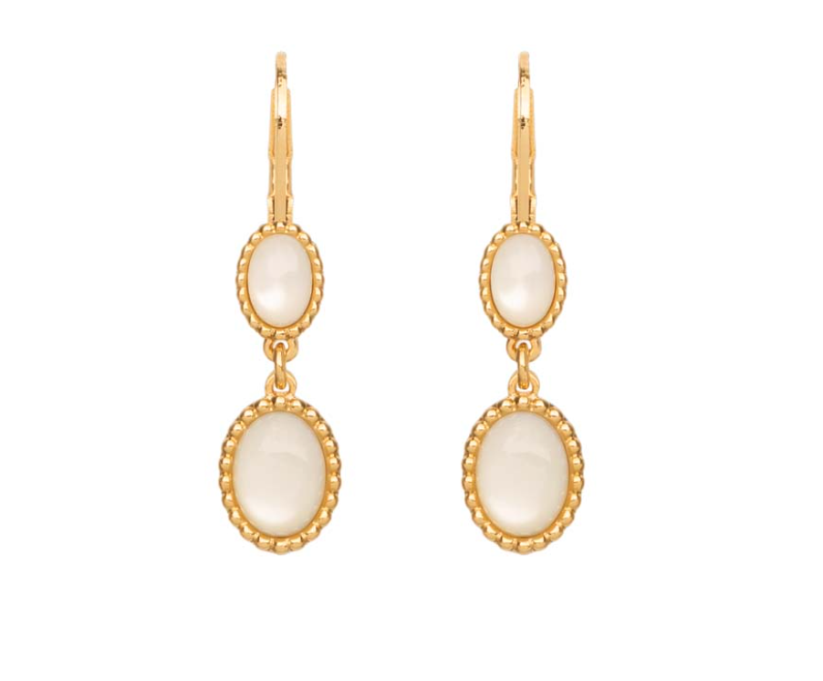 BOUCLES D'OREILLES PLAQUÉ OR - DORMEUSE - PERLE DE NACRE