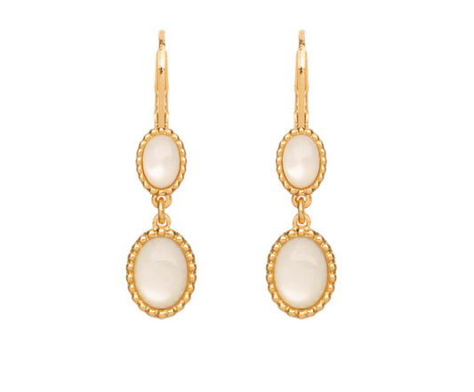 BOUCLES D'OREILLES PLAQUÉ OR - DORMEUSE - PERLE DE NACRE