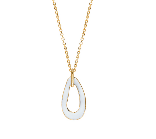 COLLIER PLAQUÉ OR ET PENDENTIF LAQUE BLANCHE