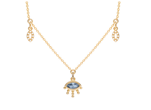 COLLIER PLAQUÉ OR OEIL OXYDE BLEU