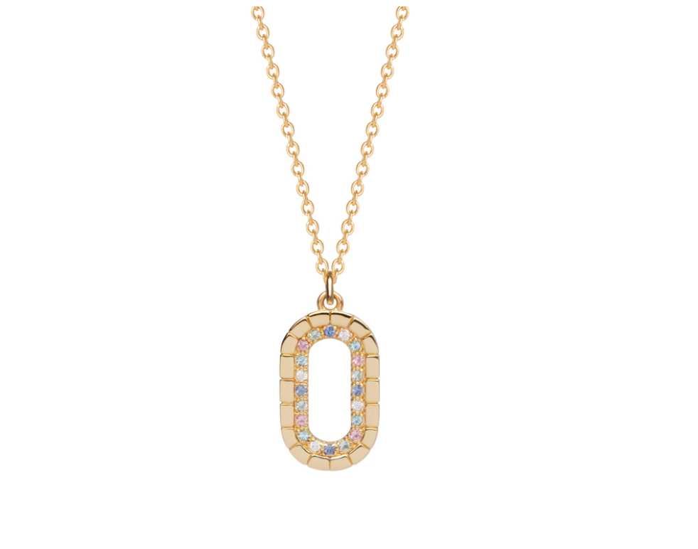 COLLIER PLAQUÉ OR PENDENTIF OXYDES MULTICOLORE
