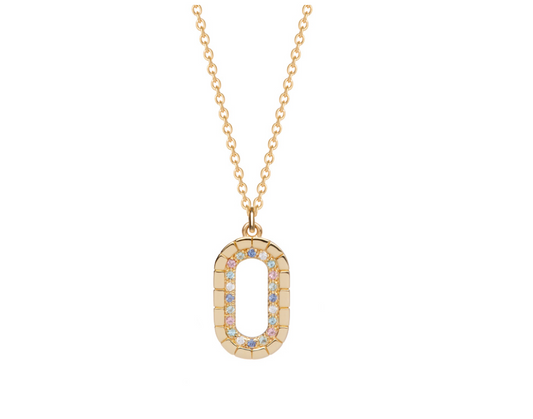COLLIER PLAQUÉ OR PENDENTIF OXYDES MULTICOLORE
