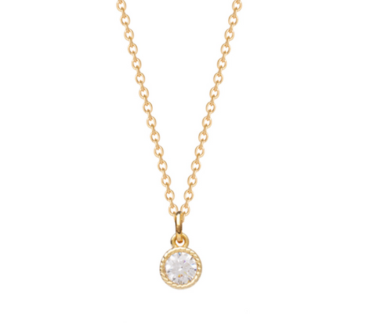 COLLIER PLAQUÉ OR ET OXYDE SOLITAIRE