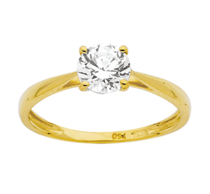 Bague Solitaire en Or 18 carats et Oxyde de Zirconium 6mm