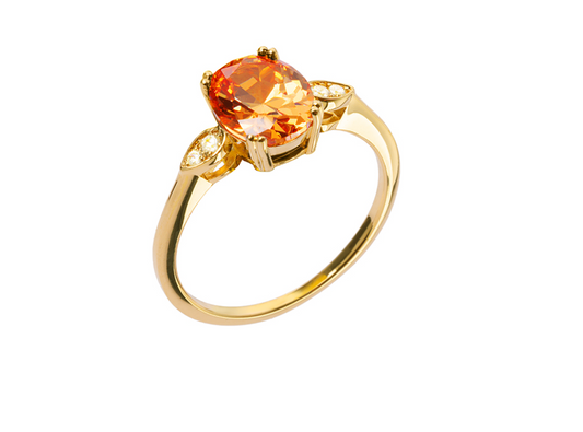 BAGUE PLAQUÉ OR - TOPAZE SYNTHETIQUE - OXYDES