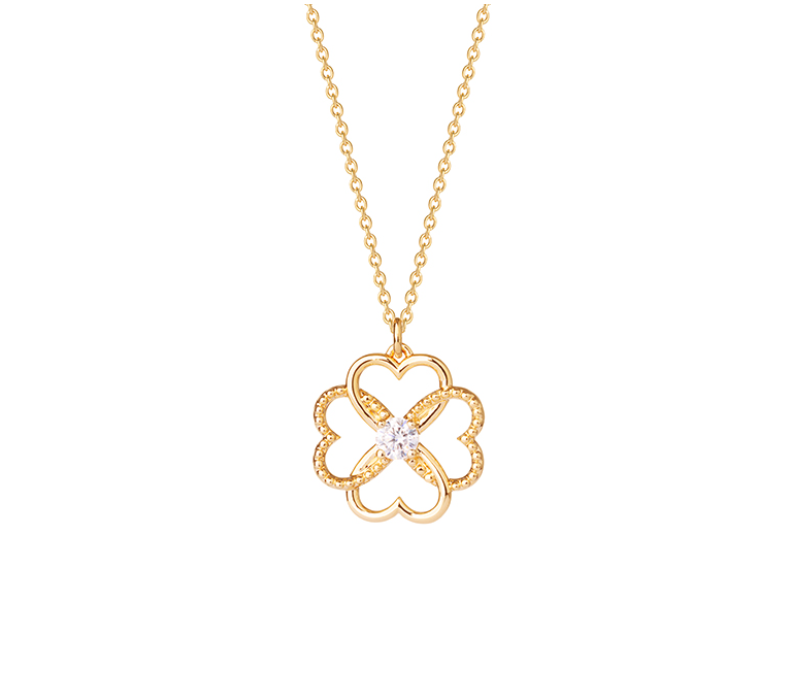COLLIER PLAQUÉ OR TREFLES ET OXYDE
