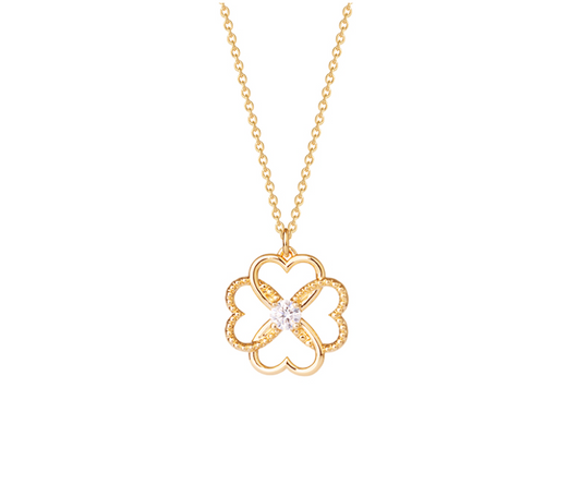 COLLIER PLAQUÉ OR TREFLES ET OXYDE